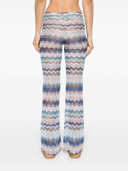 Blue Zigzag Crochet Flared Trousers