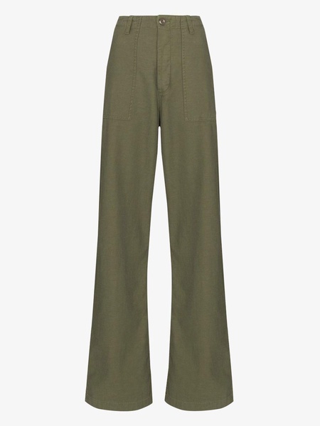 low-rise wide leg cotton trousers