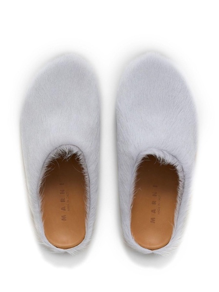 Grey Fussbett Sabot Calf Hair Mules