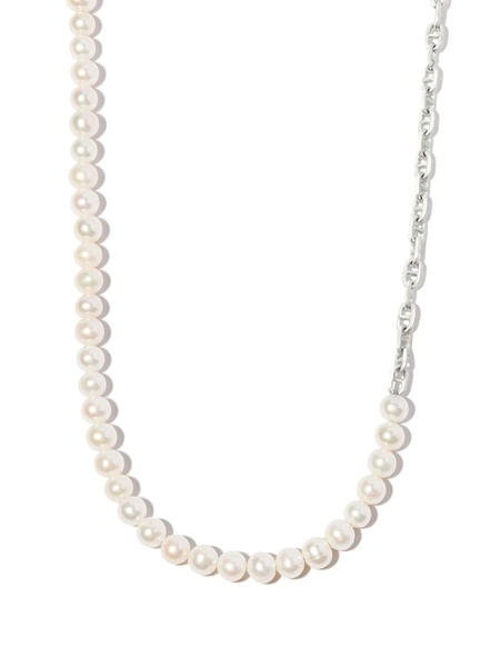 Silver-tone Perla Marinia pearl chain necklace