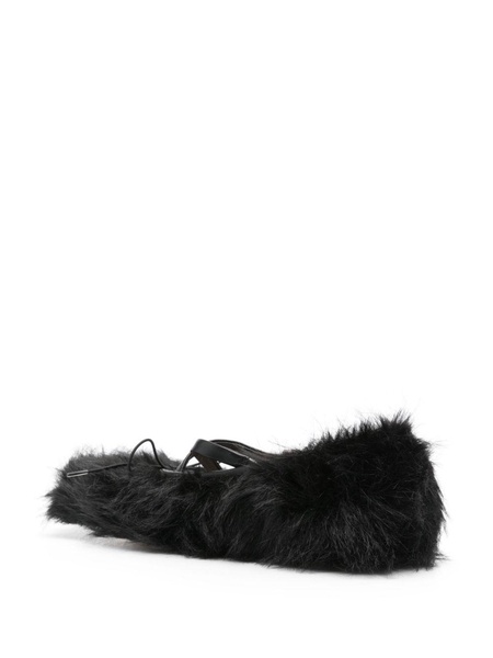 Black Faux-Fur Ballet Pumps