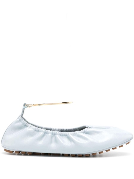 Blue Filo Leather Ballet Pumps