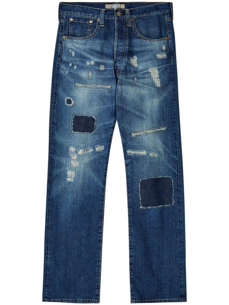 distressed effect straight-leg jeans