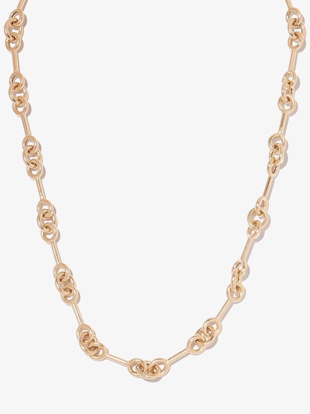 14K yellow gold triple link station necklace