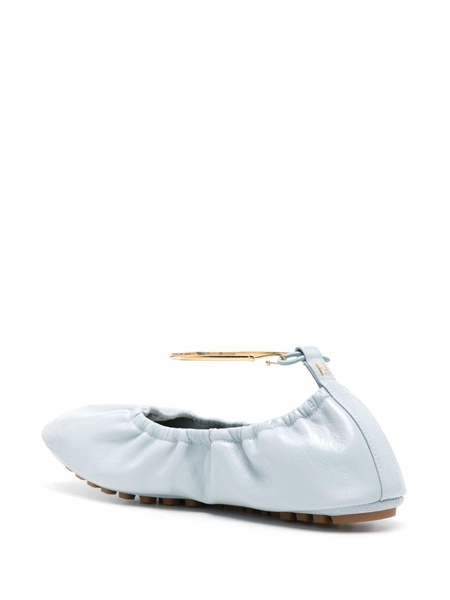 Blue Filo Leather Ballet Pumps