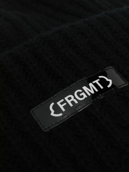 X Fragment Black Logo Patch Wool Beanie