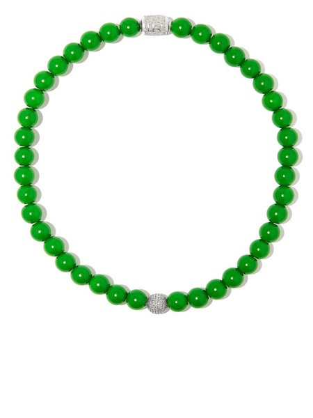 sterling silver enamel diamond beaded necklace