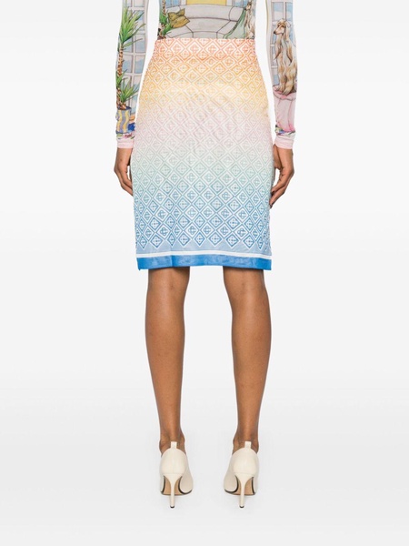 Multicolour Gradient Monogram Midi Skirt