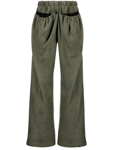 Green Straight-Leg Elasticated Track Pants