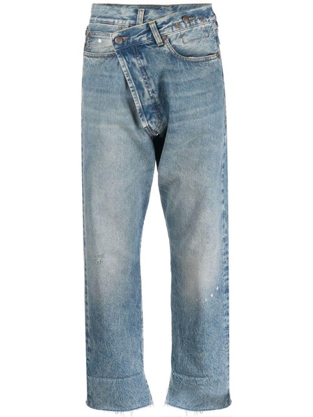   Crossover asymmetric high-rise straight-leg jeans  