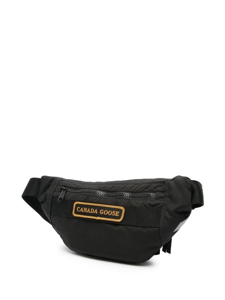 Black logo patch belt bag