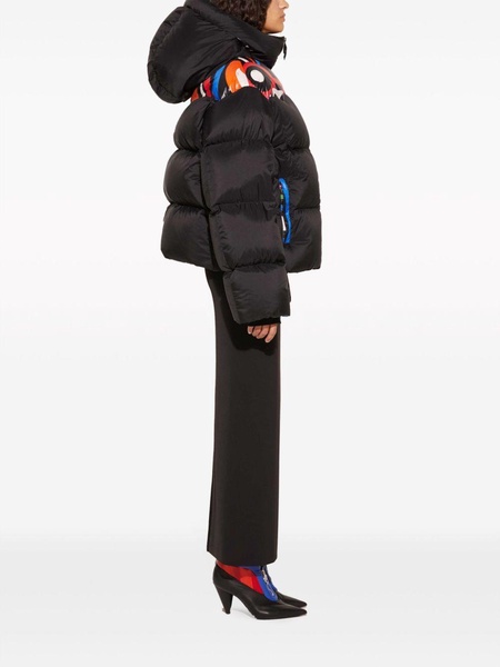 Onde-panelling hooded puffer jacket