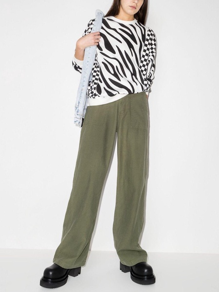 low-rise wide leg cotton trousers