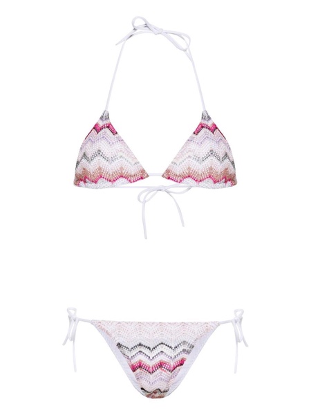 white zigzag crochet bikini