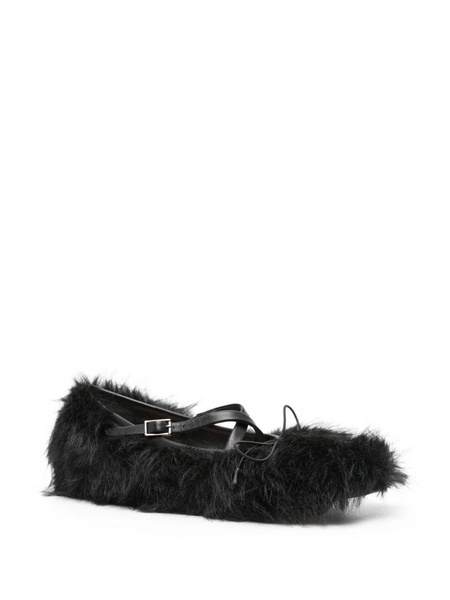 Black Faux-Fur Ballet Pumps