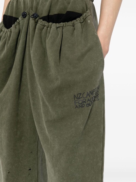 Green Straight-Leg Elasticated Track Pants