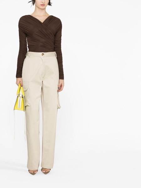 Neutral High-Waisted Cargo Trousers