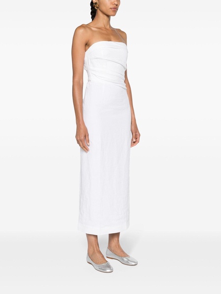 White Strapless Linen Maxi Dress