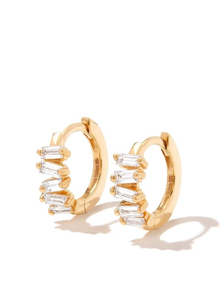 18K yellow gold Bold diamond huggie earrings