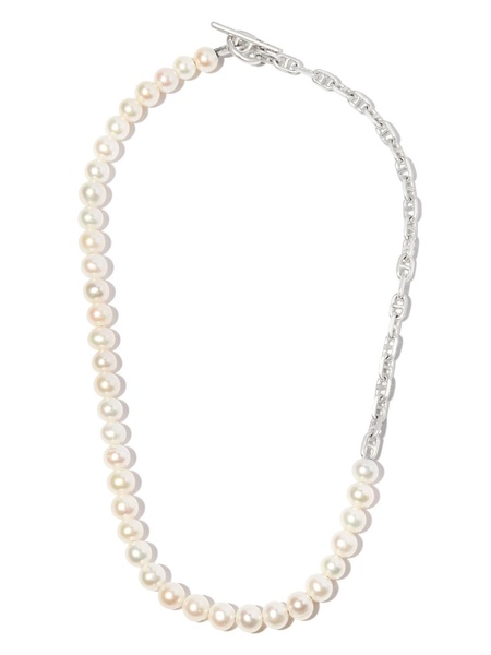 Silver-tone Perla Marinia pearl chain necklace