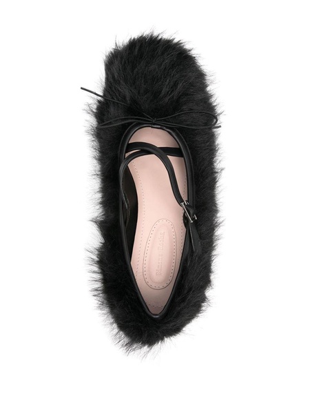 Black Faux-Fur Ballet Pumps