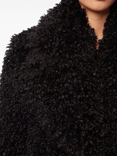 Black Faux-Fur Midi Coat