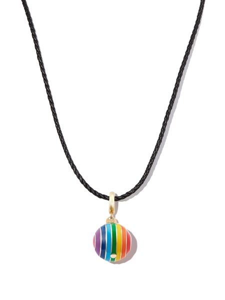 14K yellow gold striped pendant necklace