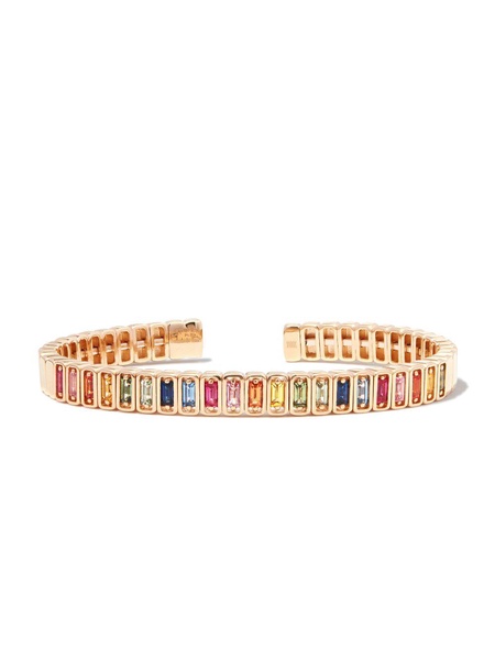 18kt yellow gold Inlay Classic Rainbow sapphire bangle