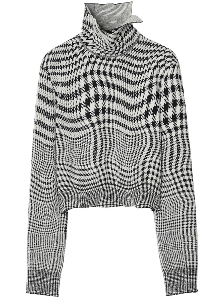 high-neck houndstooth jacquard jumper