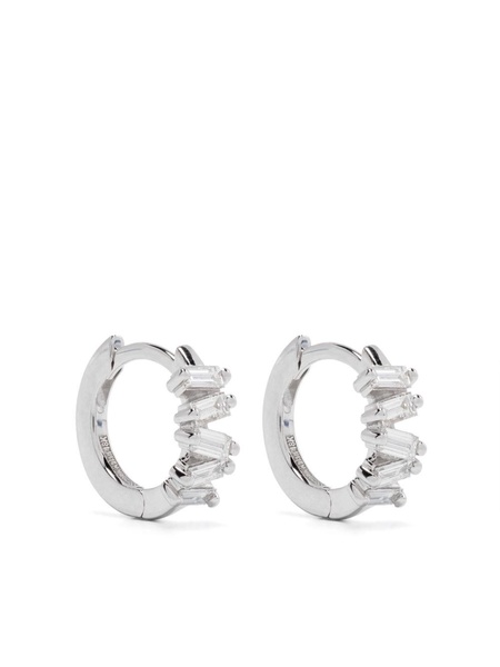 18kt white gold Bold diamond huggie earrings