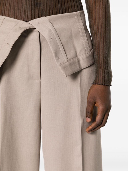 Neutral Folded-Waist Tailored Trousers