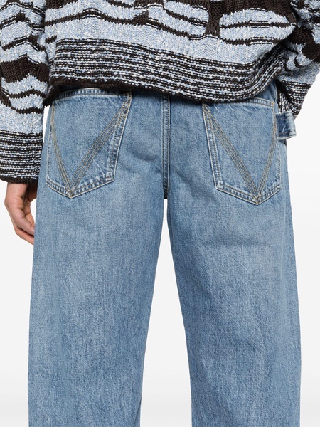 Blue Mid-Rise Straight-Leg Jeans