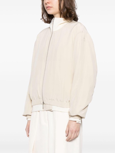 Neutral Silk Bomber Jacket