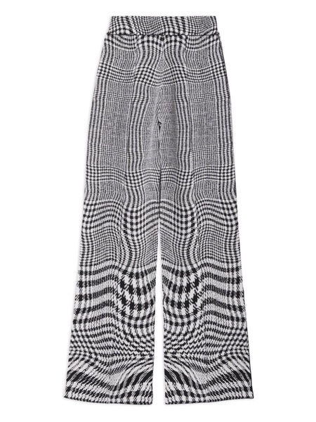 warped houndstooth jacquard wool-blend trousers