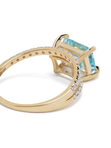 14K yellow gold Point Of Focus diamond and topaz ring