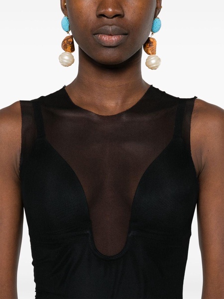 Black Semi-Sheer Mesh Dress