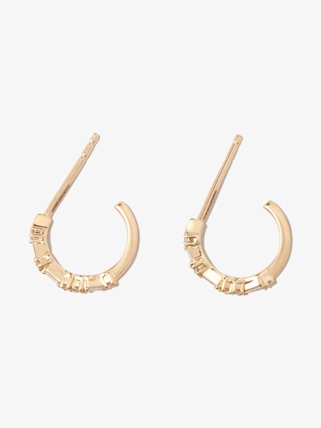 18K Yellow Gold Classic Hoop Thin Mix diamond hoop earrings