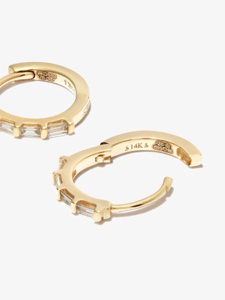 14K Yellow Gold Diamond Huggie Earrings