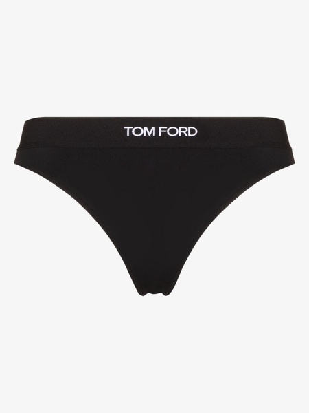 Black Logo Jacquard Thong