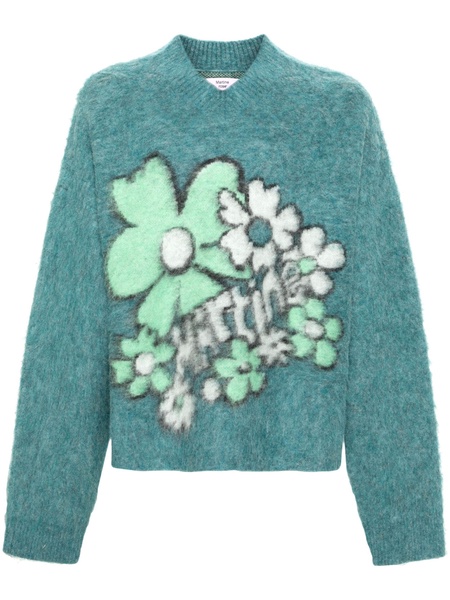 floral-intarsia brushed jumper 