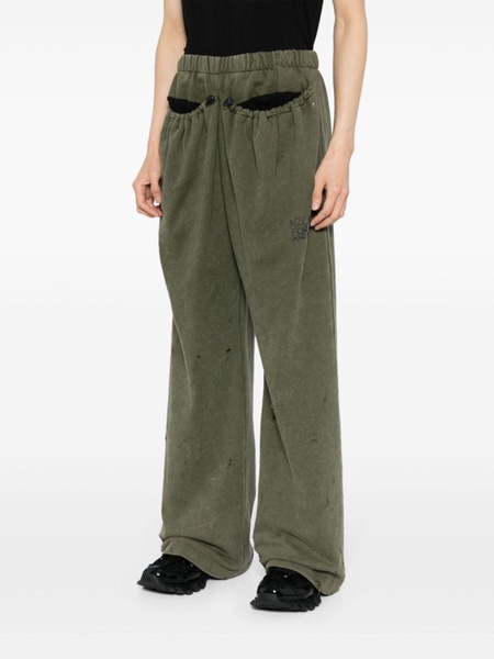 Green Straight-Leg Elasticated Track Pants