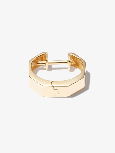 14K yellow gold geo huggie earring