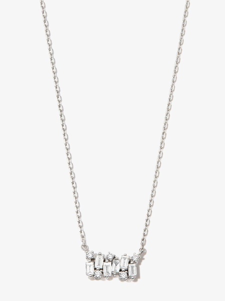 18K White Gold Shimmer Small Diamond Necklace