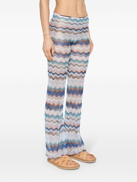 Blue Zigzag Crochet Flared Trousers