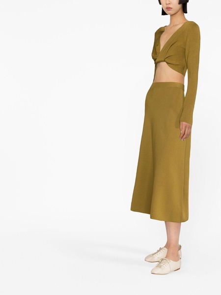 Green Grace Twist Front Cropped Top