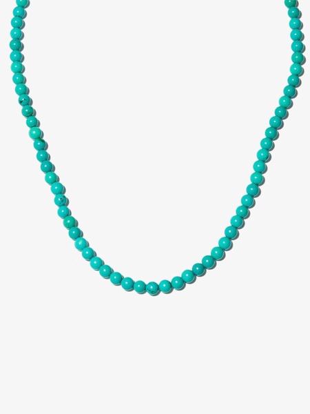 14K yellow gold turquoise beaded necklace