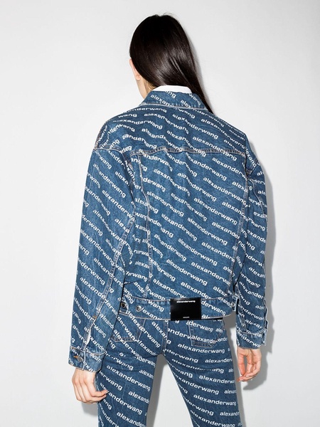 Blue Game logo print denim jacket