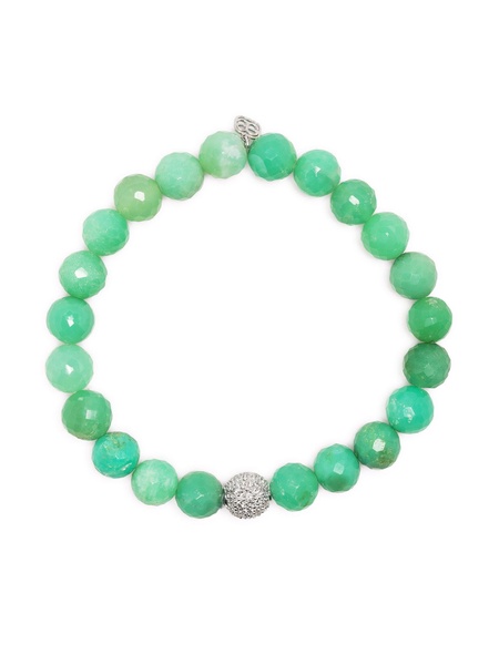 14K white gold jade and crystal bracelet