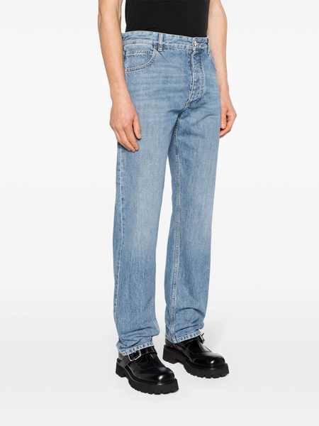 Blue Mid-Rise Straight-Leg Jeans