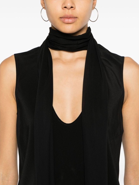 Black Belted Silk Blouse